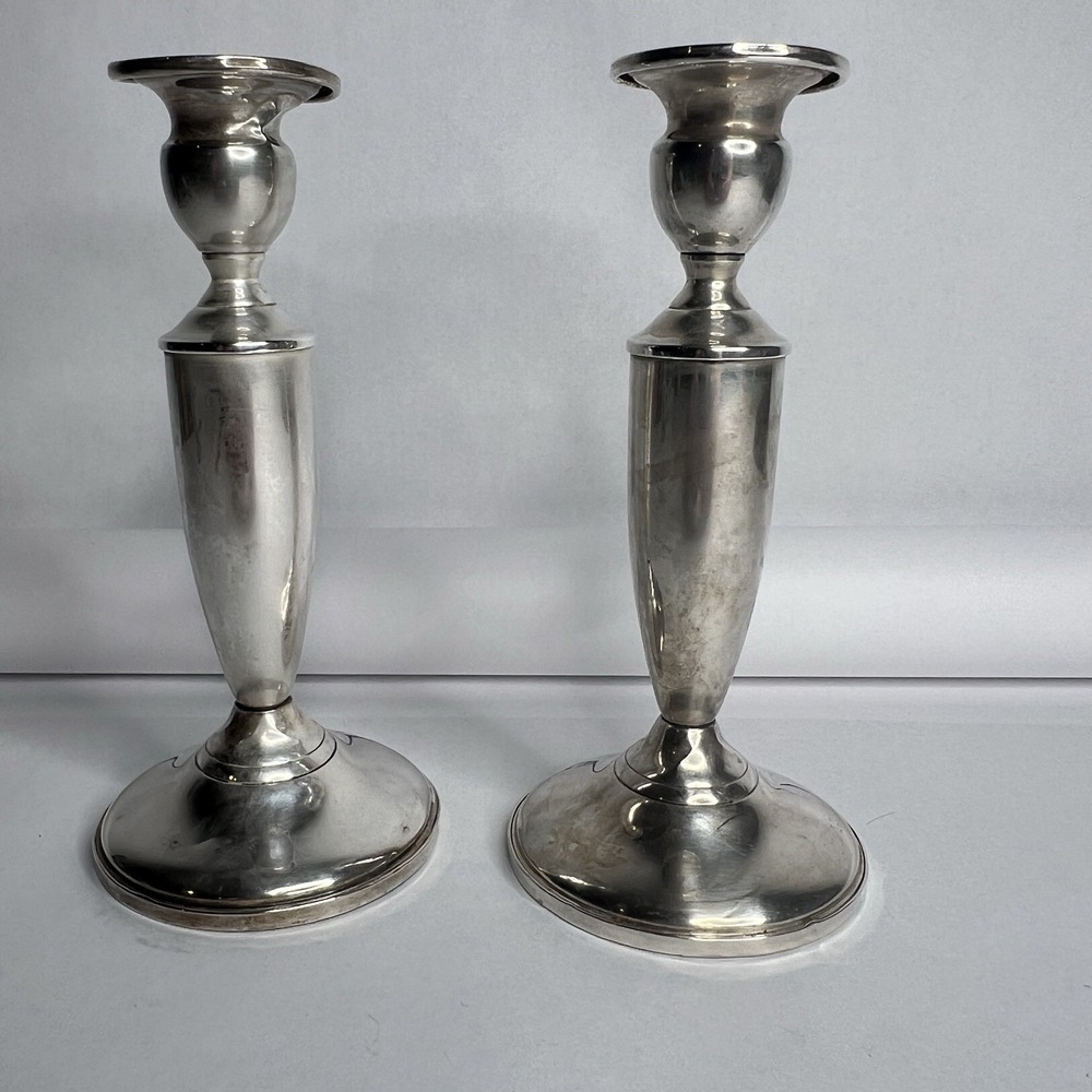 Vintage Pair Towle Sterling Silver Weighted & Reinforced Candlesticks 7" Antique